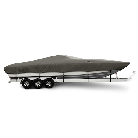 Eevelle Boat Cover DAY CRUISER, Outboard Fits 21ft 6in L up to 96in W Charcoal SFDAYC2196B-CHL